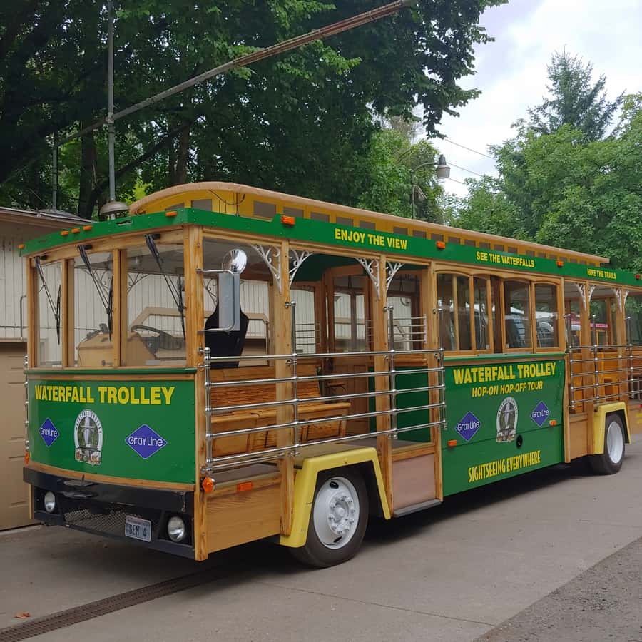 Waterfall Express -PDX: Waterfall Trolley Tickets + Transfer - Portland Pickup: Pink Booth, Gray Line Coach, 9:00 am Start